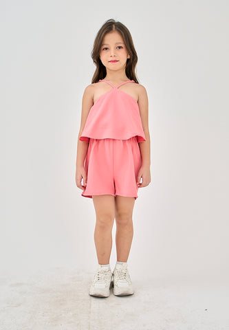 Mossimo Kids Avril Pink Ruffle Trim Cami Romper