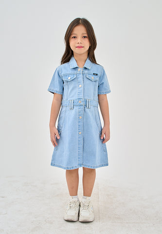 Mossimo Kids Rizza Light Blue Denim Dress with Pockets