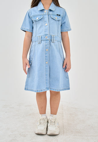 Mossimo Kids Rizza Light Blue Denim Dress with Pockets