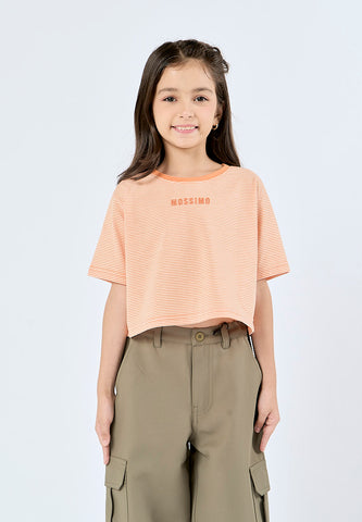 Mossimo Kids Nish Orange Striped Loose Cropped Tee