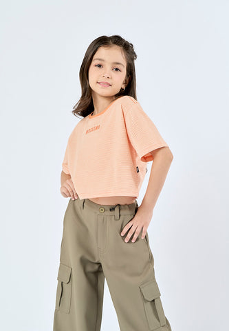 Mossimo Kids Nish Orange Striped Loose Cropped Tee