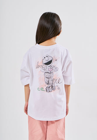 Mossimo Kids Kathleen Sesame Street White Oversized Fit Tee