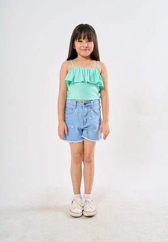 Mossimo Kids Brenda Paradise Green Ruffled Top