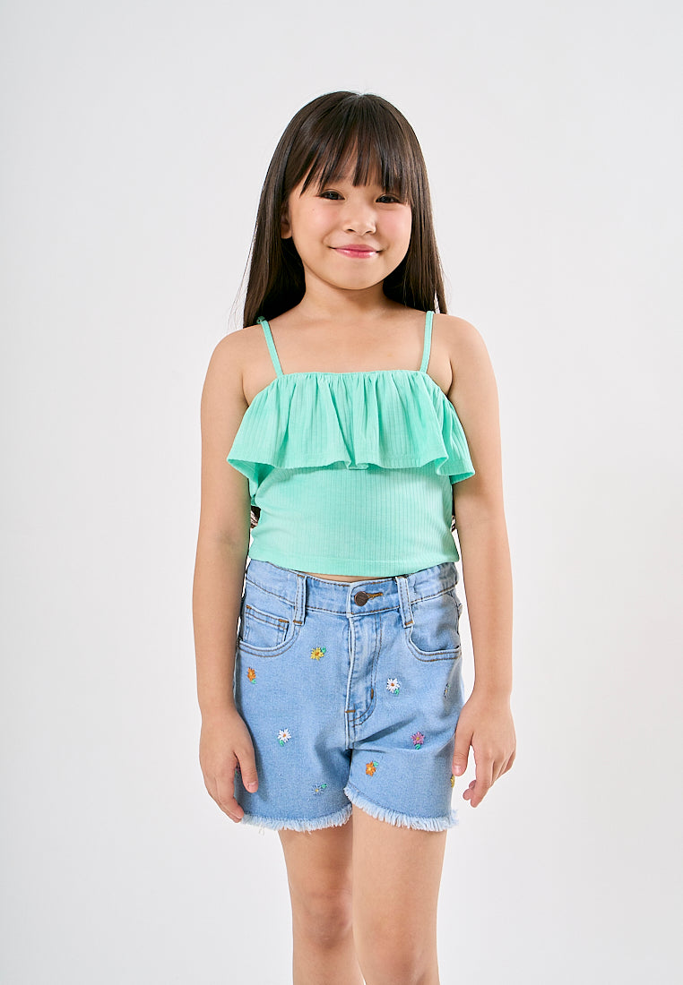 Mossimo Kids Brenda Paradise Green Ruffled Top