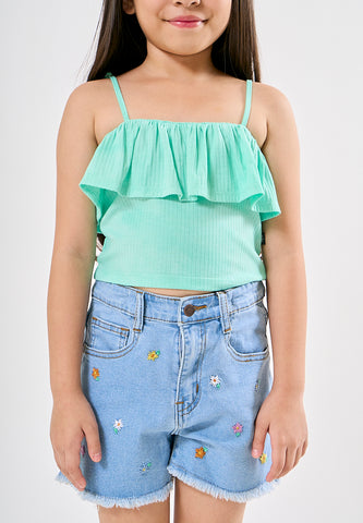 Mossimo Kids Brenda Paradise Green Ruffled Top