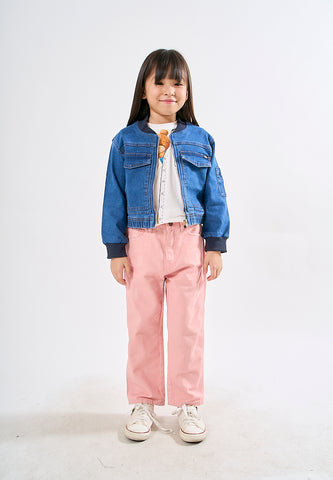 Mossimo Kids Lilian Medium Blue Denim Bomber Jacket