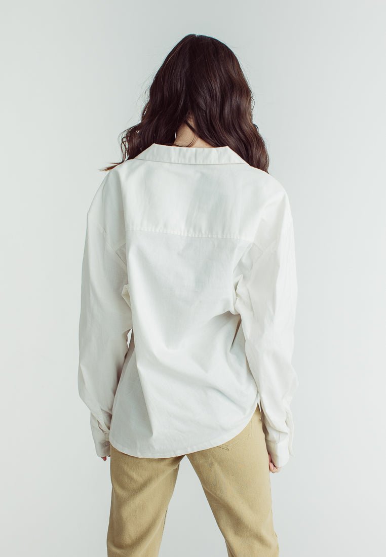 Diana White Woven Long Sleeves Oversized Buttondown - Mossimo PH