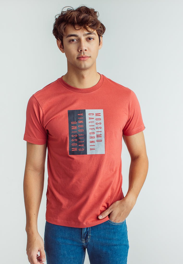 Dusty Cedar Muscle Fit Basic Round Neck Tee with Flat Print - Mossimo PH