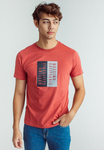 Dusty Cedar Muscle Fit Basic Round Neck Tee with Flat Print - Mossimo PH