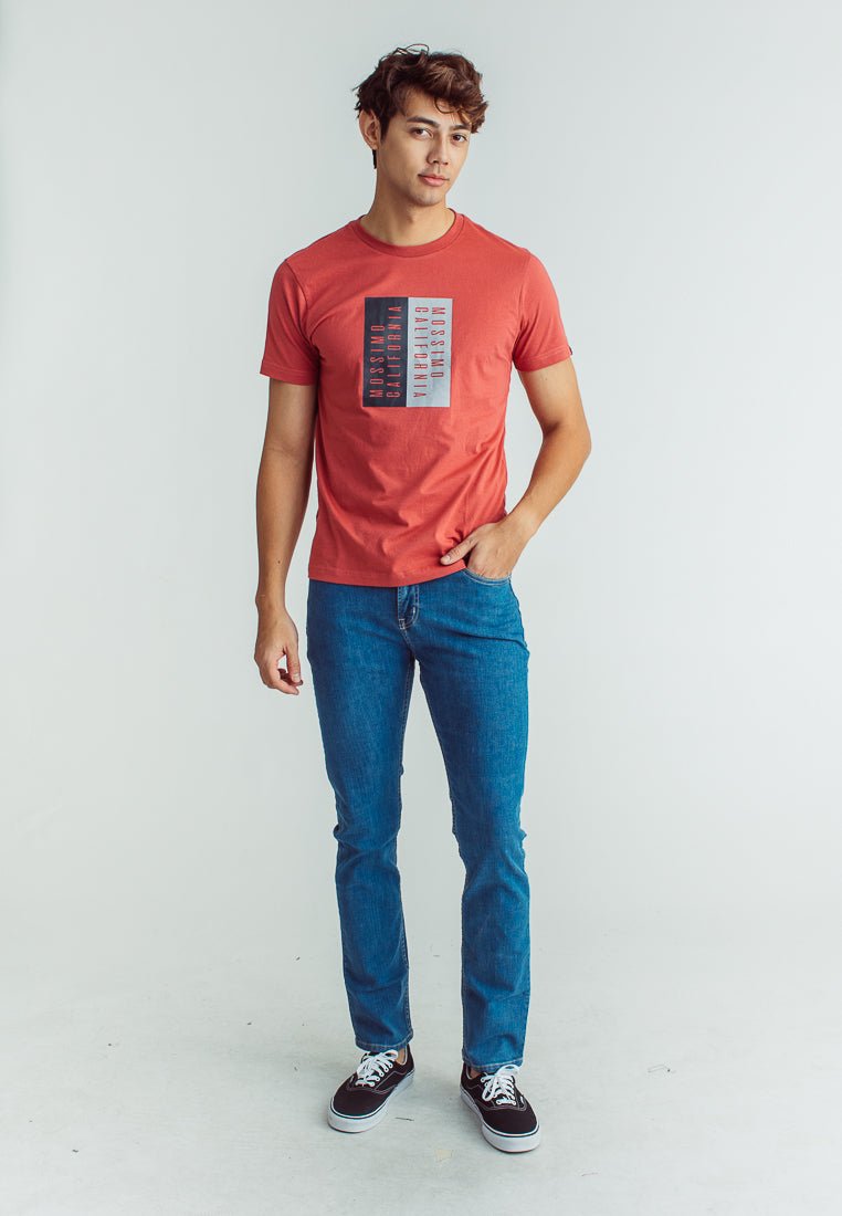 Dusty Cedar Muscle Fit Basic Round Neck Tee with Flat Print - Mossimo PH