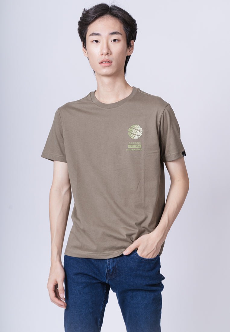 Lichen Green Muscle Fit Basic Round Neck Tee with Slight Embossed Print - Mossimo PH