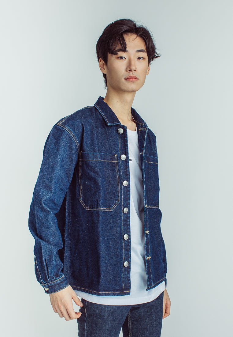 Dark wash oversized denim on sale jacket