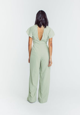 Mossimo Hillary Sage Green Jumpsuit with Butterfly Sleeves - Mossimo PH