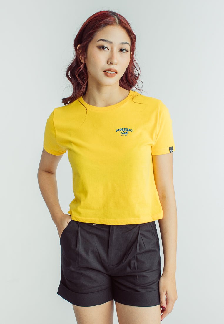 Mossimo Spectra Yellow Club Est. 1986 Embroidery Classic Cropped Fit Tee - Mossimo PH