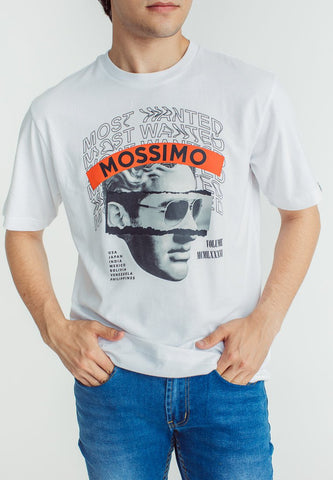 Mossimo White Basic Round Neck with Heat Press and Flat Print Comfort Fit Tee - Mossimo PH