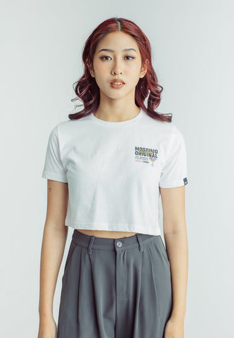 Mossimo White with Original International Flat Print Super Cropped Fit Tee - Mossimo PH