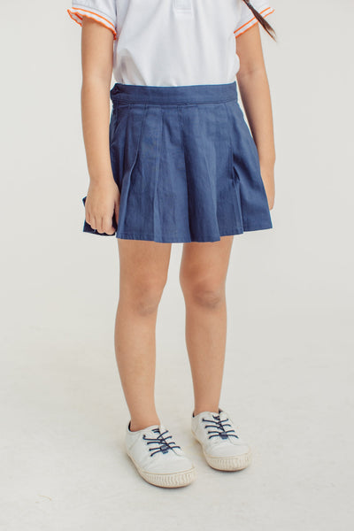 Peode kids online designer girls navy midi pleated Skirt