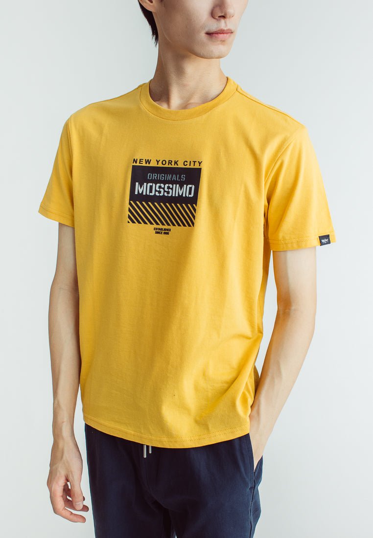 Ochre Classic Basic Round Neck Tee with High Density and Flat Print - Mossimo PH