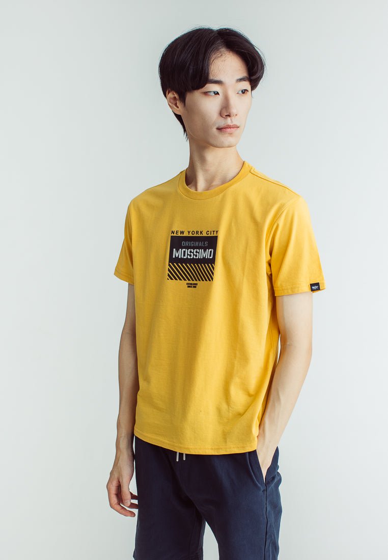 Ochre Classic Basic Round Neck Tee with High Density and Flat Print - Mossimo PH