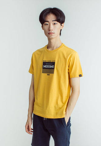 Ochre Classic Basic Round Neck Tee with High Density and Flat Print - Mossimo PH