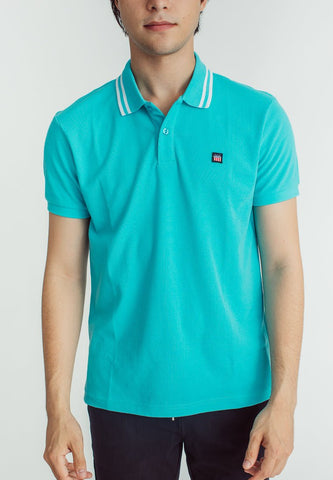 Sebastian Teal Classic Stripes Polo with Woven Patch Embroidery - Mossimo PH