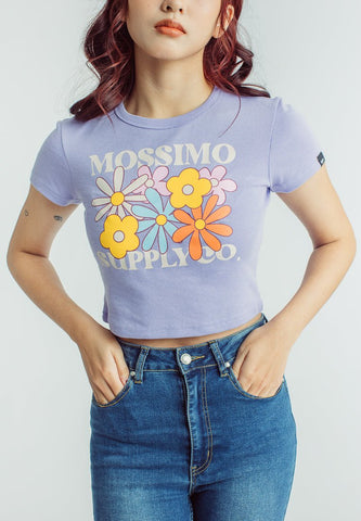 Violet Tulip Premium Mossimo Supply Co. Florals with Discharged Print New Generation Cropped Fit Tee - Mossimo PH