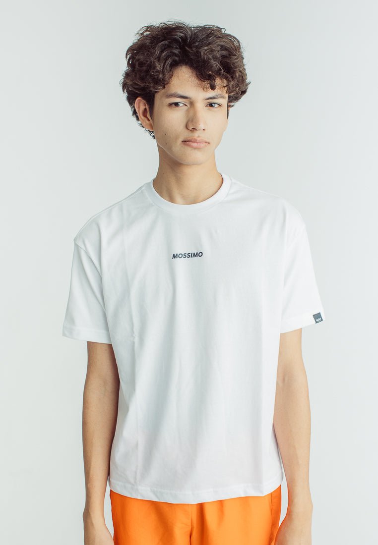 White with Flat Print Urban Fit Basic Round Neck Tee - Mossimo PH