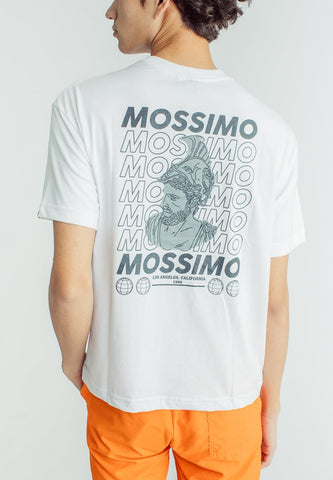 White with Flat Print Urban Fit Basic Round Neck Tee - Mossimo PH